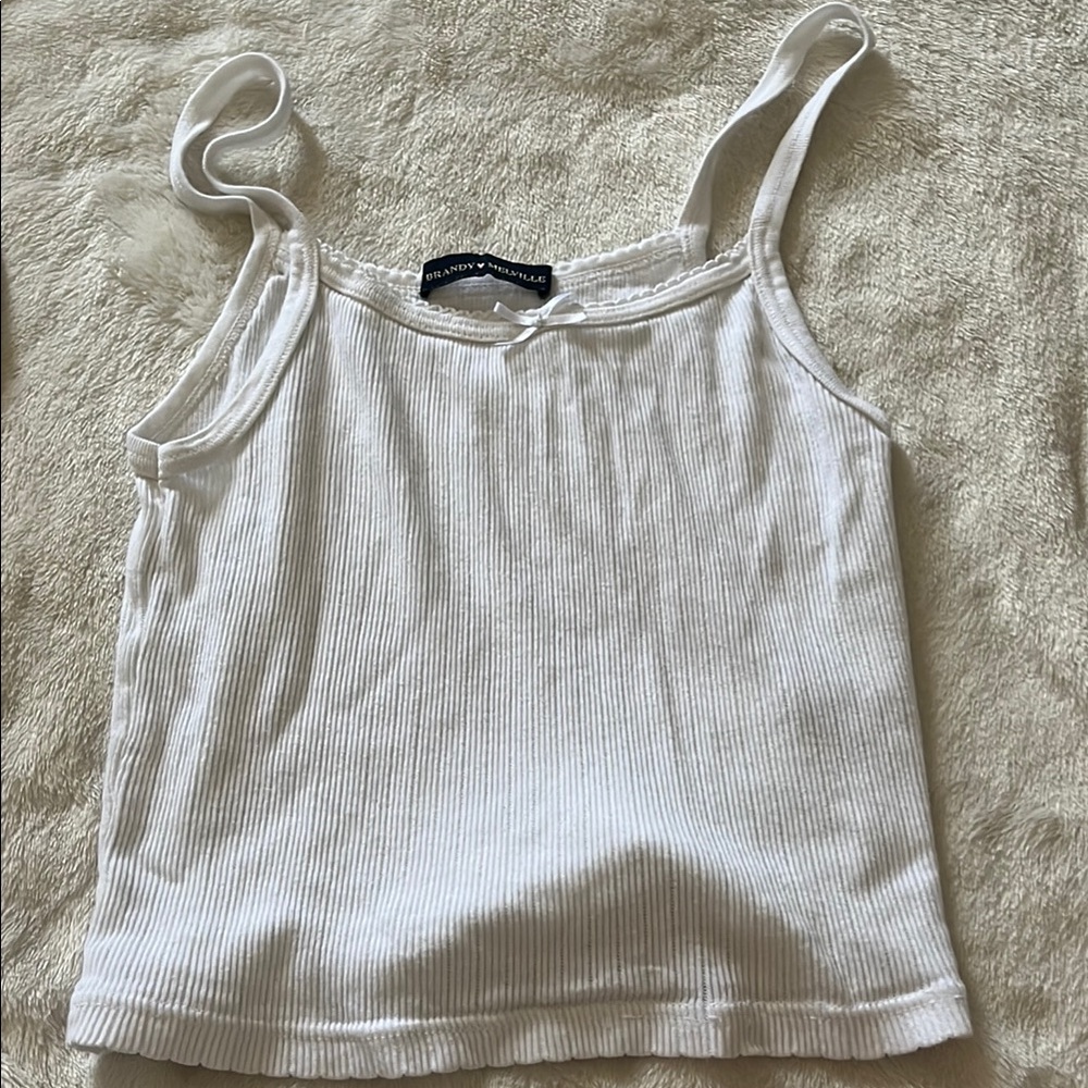 Brandy Melville White Ribbed Crop Camisole